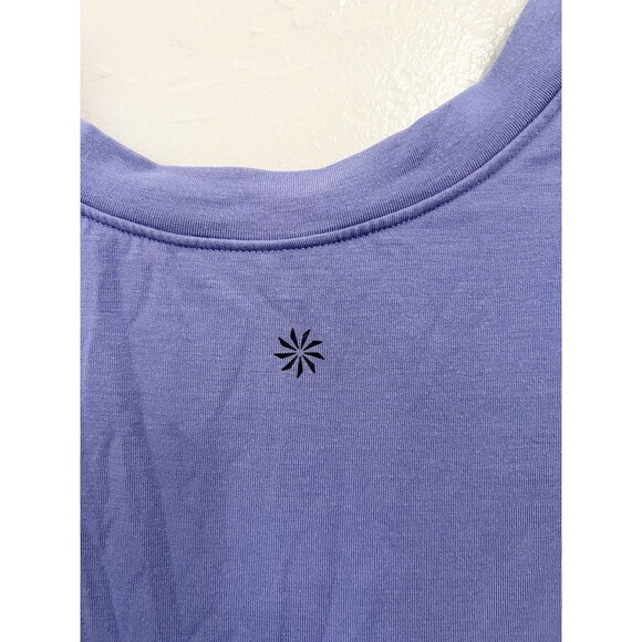 Athleta Explore Tee Shirt Split Back V-neck Purple Lilac Tie Yoga Hiking Small - Picture 4 of 5